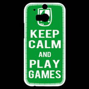 Coque HTC One M8s Keep Calm Play games Vert