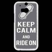 Coque HTC One M8s Keep Calm Ride on Gris
