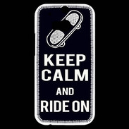 Coque HTC One M8s Keep Calm Ride on Noir