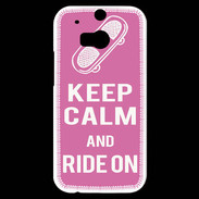 Coque HTC One M8s Keep Calm Ride on Rose