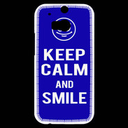 Coque HTC One M8s Keep Calm Smile Bleu