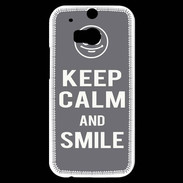 Coque HTC One M8s Keep Calm Smile Gris