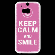 Coque HTC One M8s Keep Calm Smile Rose