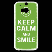 Coque HTC One M8s Keep Calm Smile Vert