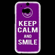 Coque HTC One M8s Keep Calm Smile Violet