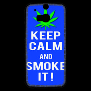 Coque HTC One M8s Keep Calm Smoke it Bleu