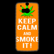 Coque HTC One M8s Keep Calm Smoke it Orange