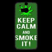 Coque HTC One M8s Keep Calm Smoke it Kaki