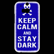 Coque HTC One M8s Keep Calm Stay dark Bleu