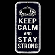 Coque HTC One M8s Keep Calm Stay strong Noir