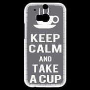 Coque HTC One M8s Keep Calm Take a cup Gris