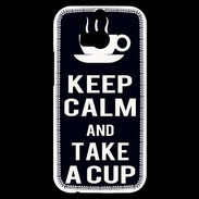 Coque HTC One M8s Keep Calm Take a cup Noir