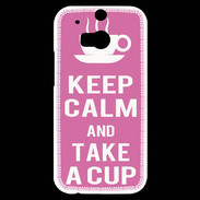 Coque HTC One M8s Keep Calm Take a cup Rose