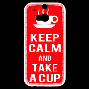 Coque HTC One M8s Keep Calm Take a cup Rouge