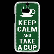 Coque HTC One M8s Keep Calm Take a cup Vert