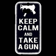 Coque HTC One M8s Keep Calm Take a gun Noir