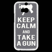 Coque HTC One M8s Keep Calm Take a gun Gris