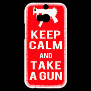 Coque HTC One M8s Keep Calm Take a gun Rouge