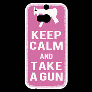 Coque HTC One M8s Keep Calm Take a gun Rose