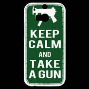 Coque HTC One M8s Keep Calm Take a gun Vert