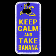 Coque HTC One M8s Keep Calm Take Banana Bleu