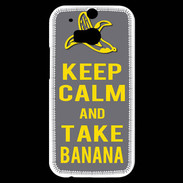 Coque HTC One M8s Keep Calm Take Banana Gris