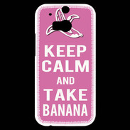 Coque HTC One M8s Keep Calm Take Banana Rose