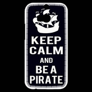 Coque HTC One M8s Keep Calm Be a Pirate Noir