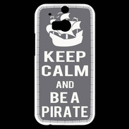 Coque HTC One M8s Keep Calm Be a Pirate Gris