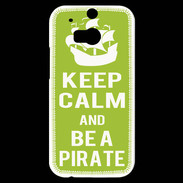 Coque HTC One M8s Keep Calm Be a Pirate Vert pomme