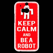 Coque HTC One M8s Keep Calm Be a Robot Rouge