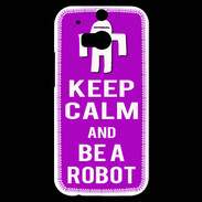 Coque HTC One M8s Keep Calm Be a Robot Violet