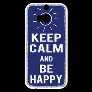 Coque HTC One M8s Keep Calm Be Happy Bleu