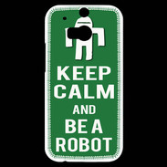 Coque HTC One M8s Keep Calm Be a Robot Vert