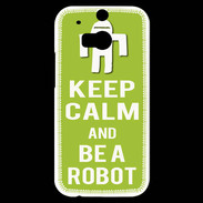 Coque HTC One M8s Keep Calm Be a Robot Vert pomme