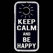 Coque HTC One M8s Keep Calm Be Happy Noir