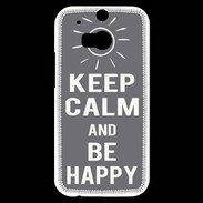 Coque HTC One M8s Keep Calm Be Happy Gris