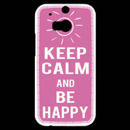 Coque HTC One M8s Keep Calm Be Happy Rose