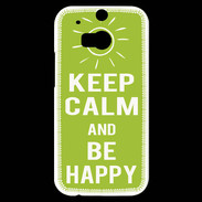 Coque HTC One M8s Keep Calm Be Happy Vert pomme
