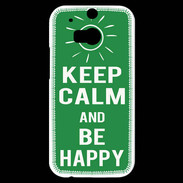 Coque HTC One M8s Keep Calm Be Happy Vert
