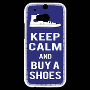 Coque HTC One M8s Keep Calm Buy Shoes Bleu