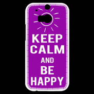 Coque HTC One M8s Keep Calm Be Happy Violet