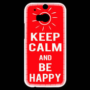 Coque HTC One M8s Keep Calm Be Happy Rouge