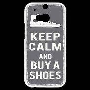 Coque HTC One M8s Keep Calm Buy Shoes Gris