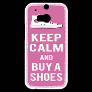 Coque HTC One M8s Keep Calm Buy Shoes Rose