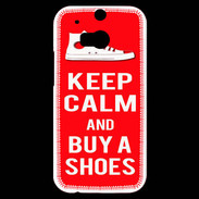 Coque HTC One M8s Keep Calm Buy Shoes Rouge