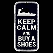 Coque HTC One M8s Keep Calm Buy Shoes Noir