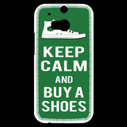 Coque HTC One M8s Keep Calm Buy Shoes Vert