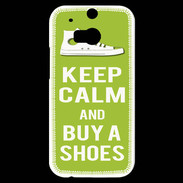 Coque HTC One M8s Keep Calm Buy Shoes Vert Pomme
