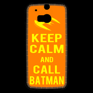 Coque HTC One M8s Keep Calm Call Batman Orange